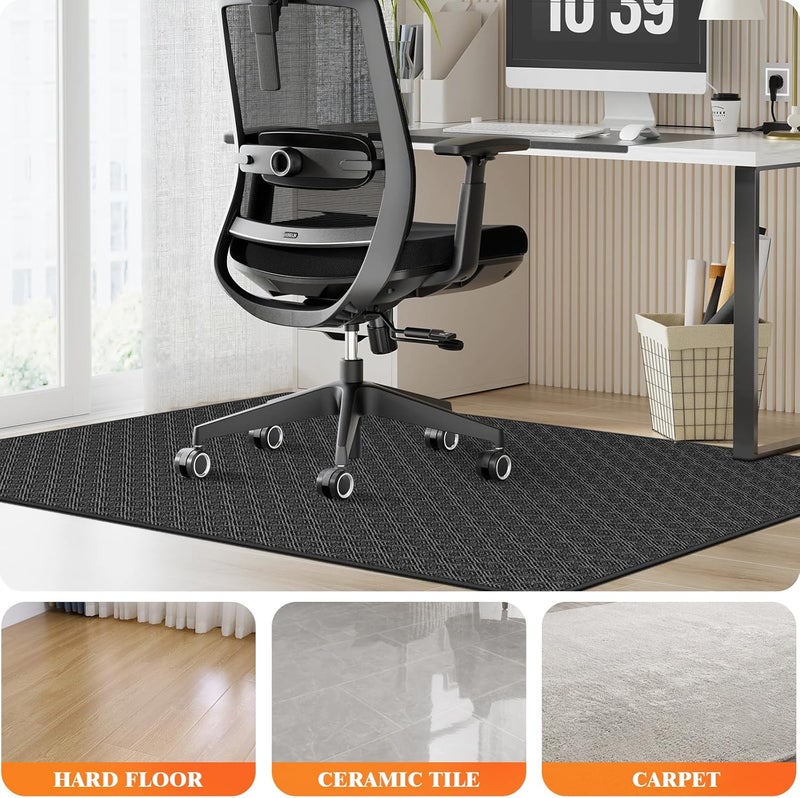 KMAT Office Chair Mat, 46x60in Heavy Duty Hardwood/Tile Floor Protector, Floor Mat Computer Desk Mat for Rolling Chairs, Work, Study, Office, Black - Image 4